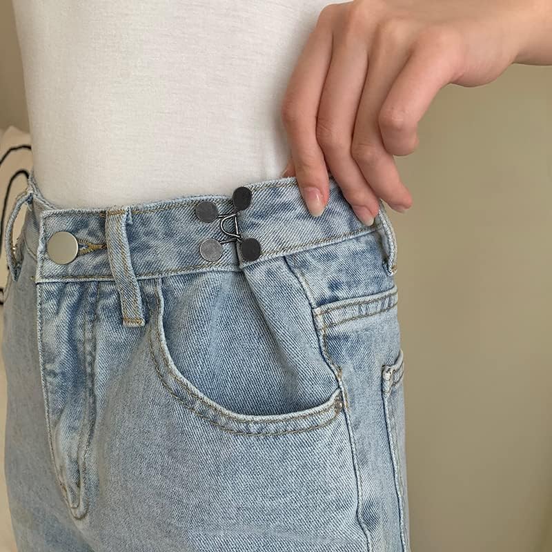 Waist Extender Button for Jeans and Trousers Metal Textured Buttons 2 Sets Grey  - Image 3