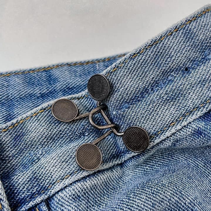 Waist Extender Button for Jeans and Trousers Metal Textured Buttons 2 Sets Grey  - Image 5