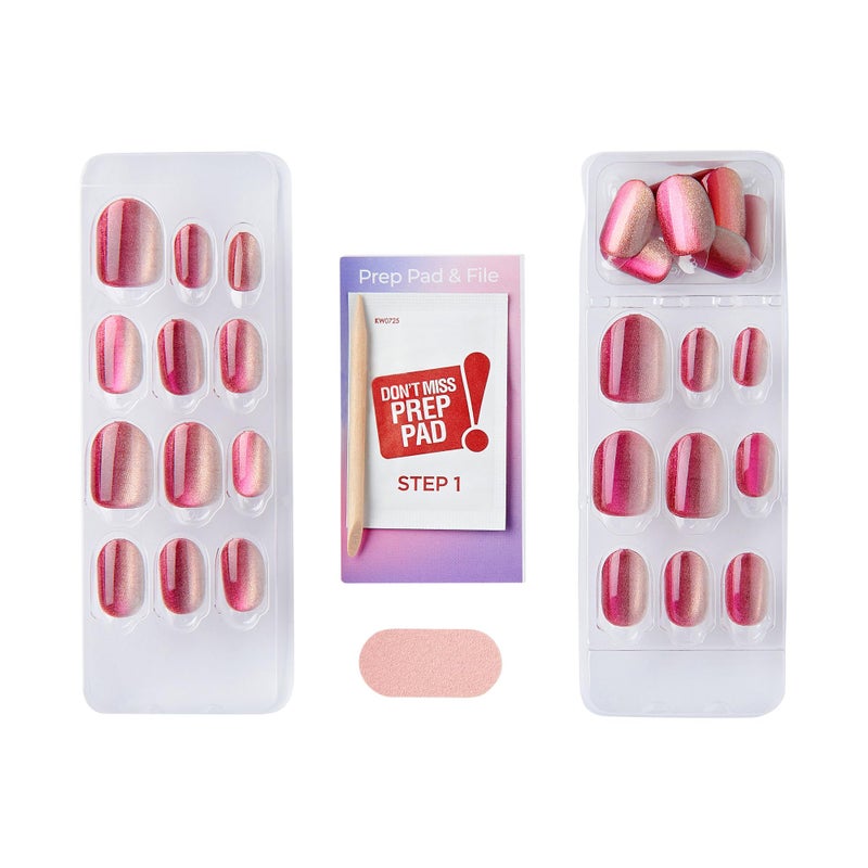 Impress KISS imPRESS No Glue Mani Press On Nails, ColorFX, 'Walk Out', Pink, Short Size, Oval Shape, Includes 30 Nails, Prep Pad, Instructions Sheet, 1 Manicure Stick, 1 Mini File - Image 4