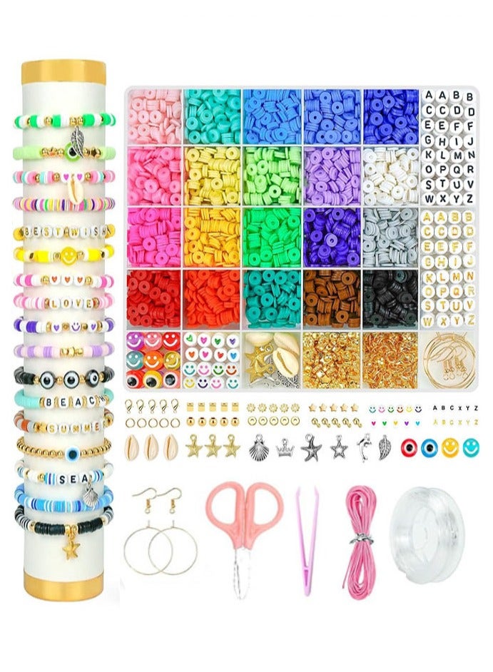 Clay Beads Bracelet Making Kit, 5000 Pcs Preppy Polymer Clay Beads with Charms Kit for Jewelry Making, DIY Arts and Crafts Birthday Gifts Toys - Image 1