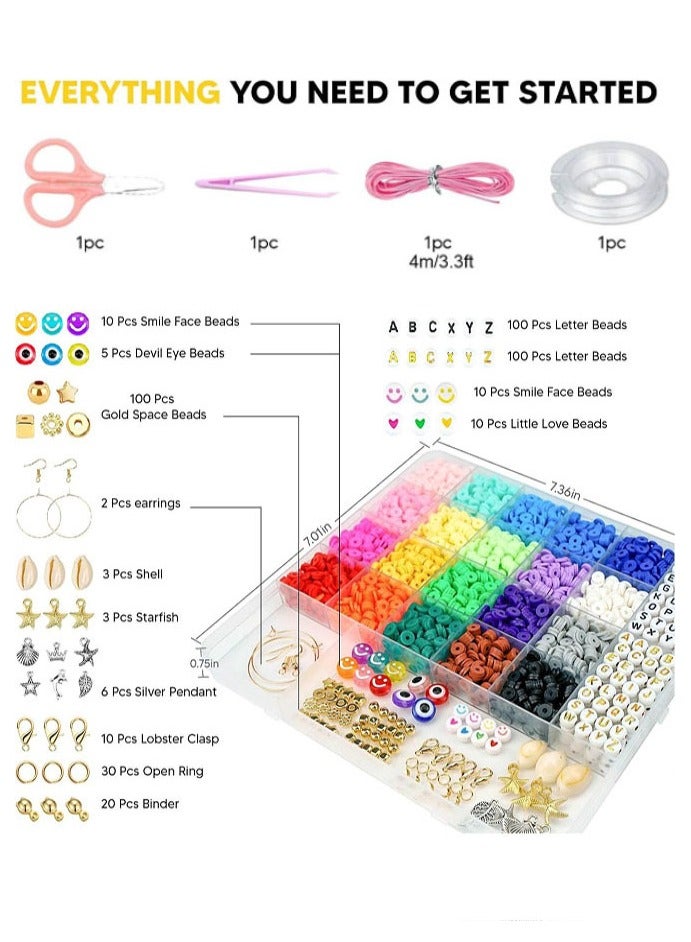 Clay Beads Bracelet Making Kit, 5000 Pcs Preppy Polymer Clay Beads with Charms Kit for Jewelry Making, DIY Arts and Crafts Birthday Gifts Toys - Image 2