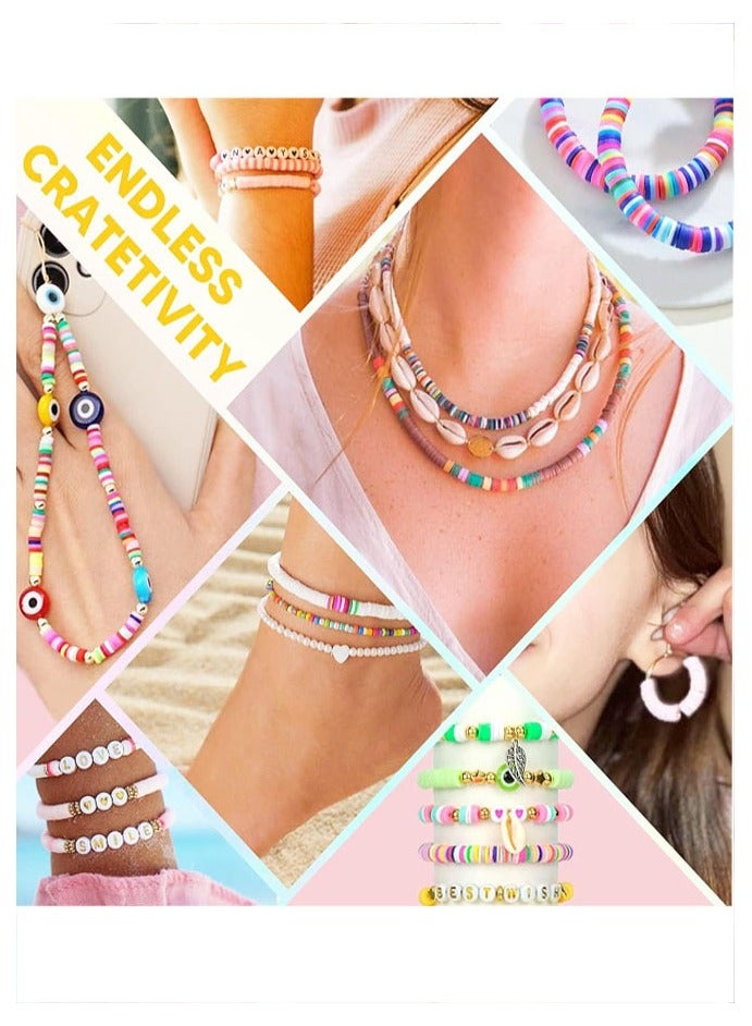 Clay Beads Bracelet Making Kit, 5000 Pcs Preppy Polymer Clay Beads with Charms Kit for Jewelry Making, DIY Arts and Crafts Birthday Gifts Toys - Image 3