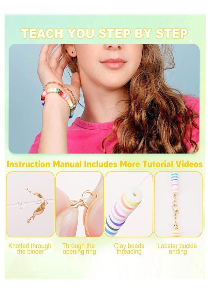 Clay Beads Bracelet Making Kit, 5000 Pcs Preppy Polymer Clay Beads with Charms Kit for Jewelry Making, DIY Arts and Crafts Birthday Gifts Toys - Image 4