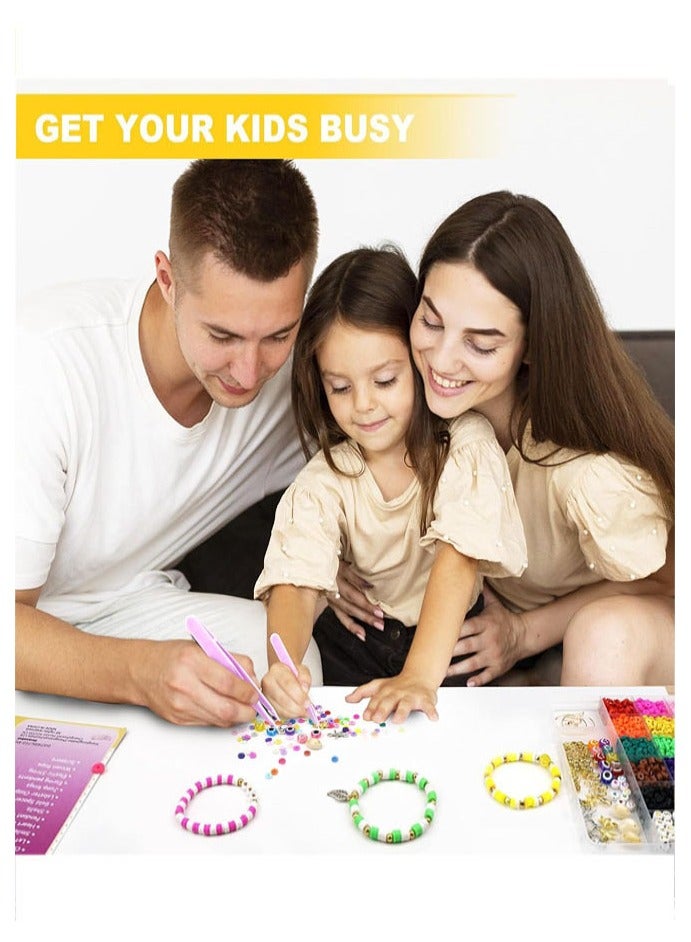 Clay Beads Bracelet Making Kit, 5000 Pcs Preppy Polymer Clay Beads with Charms Kit for Jewelry Making, DIY Arts and Crafts Birthday Gifts Toys - Image 5