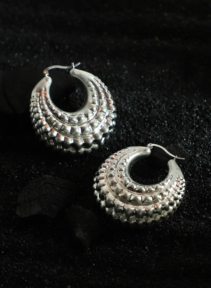 SOHI SOHI Women's The Chunky-Dotted Hoop Earrings For Casual Wear | Metallic  Colour | Alloy Material | Hinge Closure | Metallic Earrings | Hoop Earrings For Women & Girls