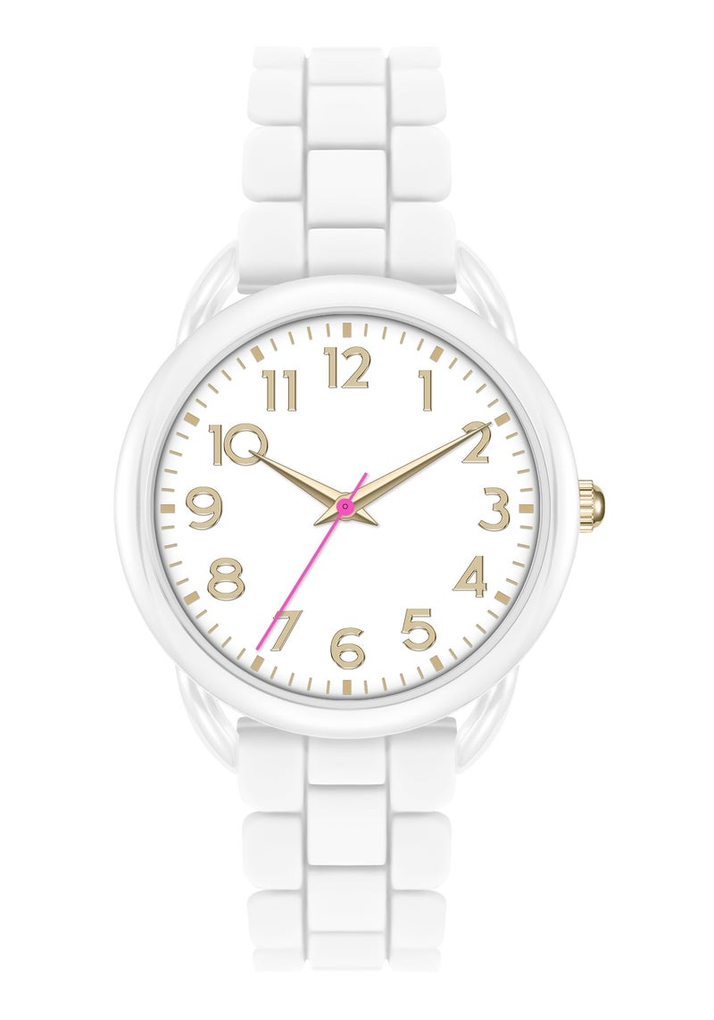 Asan Ge 36MM Women's Watch - Comfortable Silicone Band, 3ATM Water Resistant, Scratch Resistant, Accurate Japanese Quartz - Stylish & Reliable,Women's Wrists Large Face Watch Easy to Read (White) - Image 1