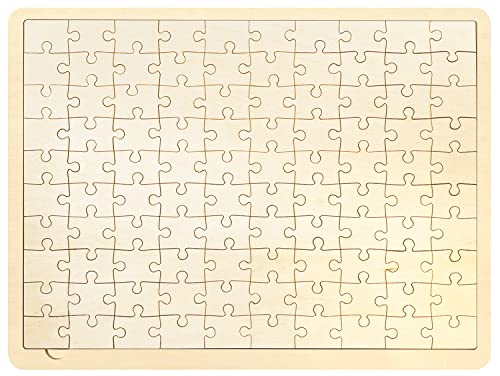 MoinKidz 100 Piece Blank Puzzle with Tray to Draw on Each Piece is Unique Make Your Own Wooden Jigsaw Puzzles Custom Puzzle 142x106 Inches for Crafts DIY - Image 1