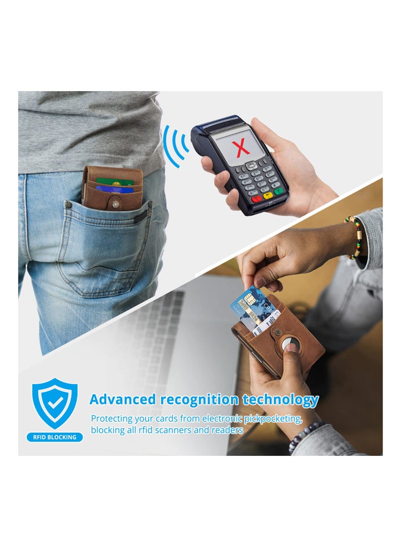 محفظة جلدية نحيفة بنية للرجال مع مشبك نقود وتقنية حجب RFID وتصميم جيب أمامي بسيط - Image 5