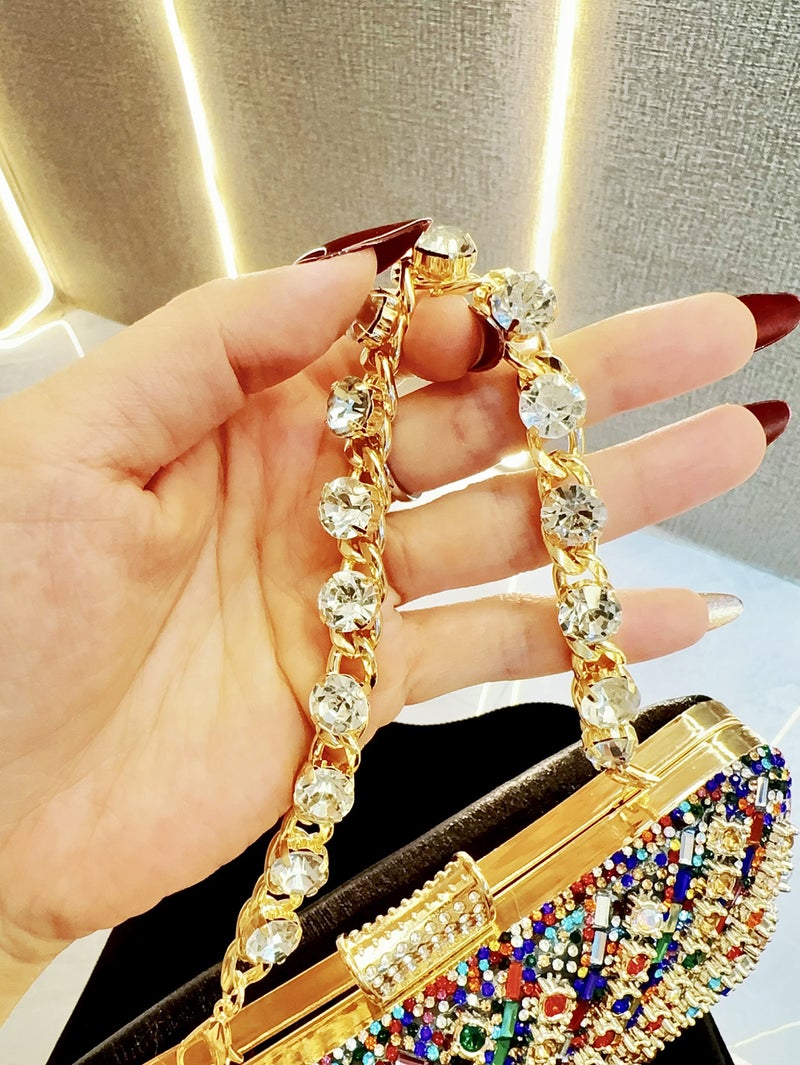 High-End Evening Dress Celebrity Ladies Rhinestone Clutch Bag Diamond Bag Color Diamond Chain Cheongsam Bag Evening Bag Women'S Handbag - Image 4