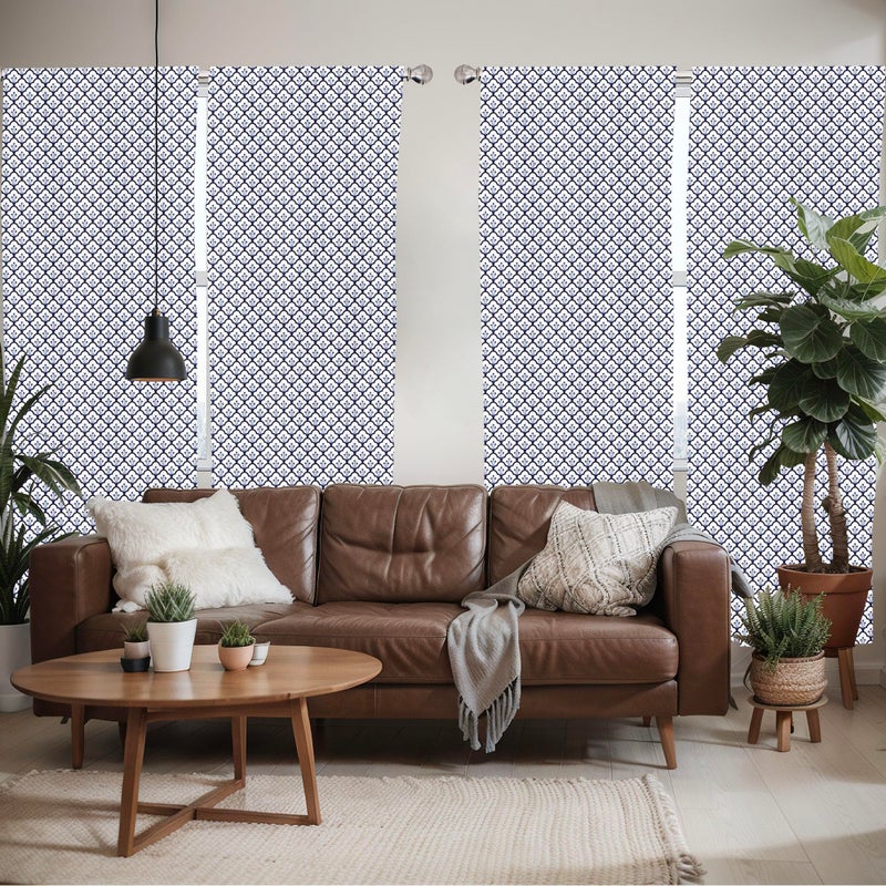 أمبيسون Ambesonne الهولندية ستائر النافذة حزمة من 2 الأزرق منغم النمط التقليدي delftware النمط التجريدي مقاييس زهرية الزينة خفيفة الوزن مجموعة مع قضيب 4 لوحات - 28 "" × 95 "" النيلي الأبيض - Image 5