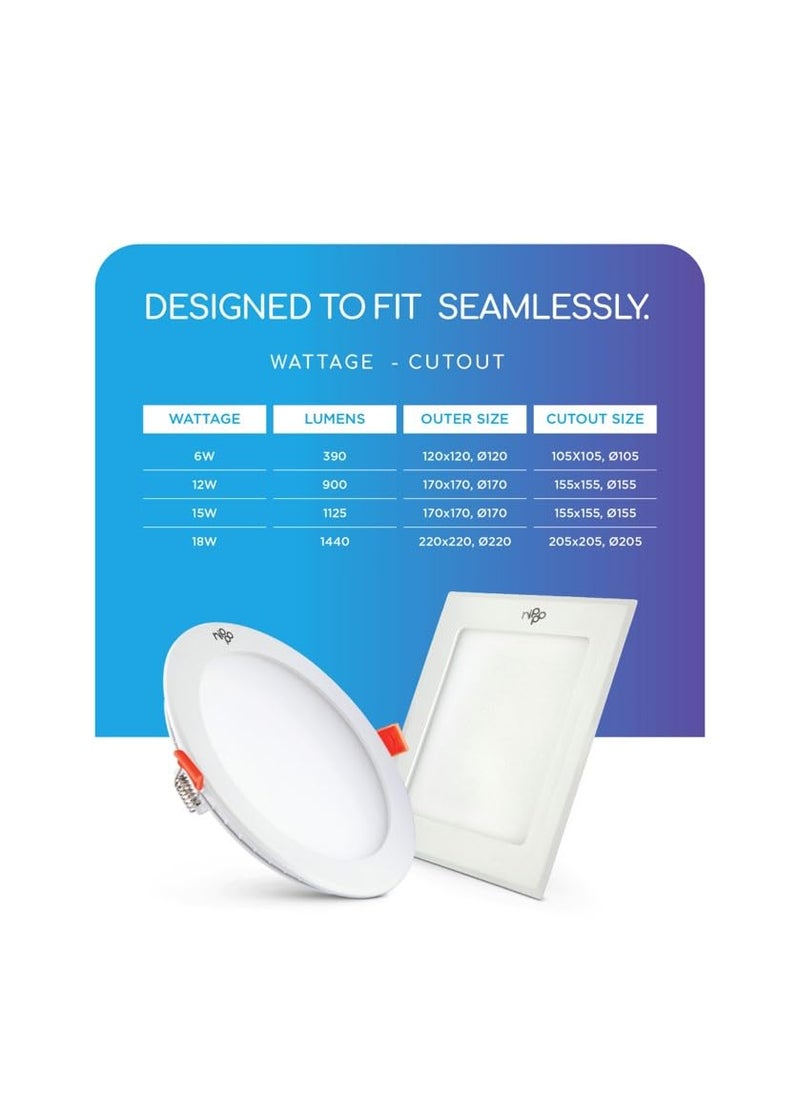 Nippo Nippo Splendour CDLR18W Round Cool Day Light LED Slim Panel Light Polycarbonate LED Downlight  - Image 5