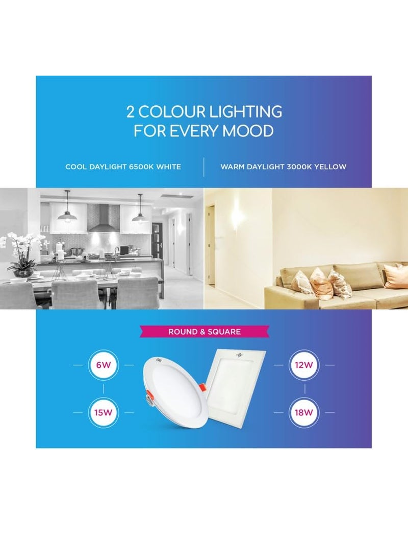 Nippo Nippo Splendour CDLR18W Round Cool Day Light LED Slim Panel Light Polycarbonate LED Downlight  - Image 4