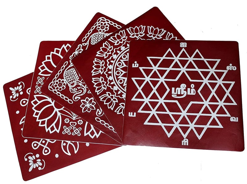 ABS HERBALS Rangoli Sticker Kolam Sticker for Wall Tile Floor Steel Sticker INCH MEROON Modal MB2MP4 Pack of Medium Sticker 6Pcs - Image 2