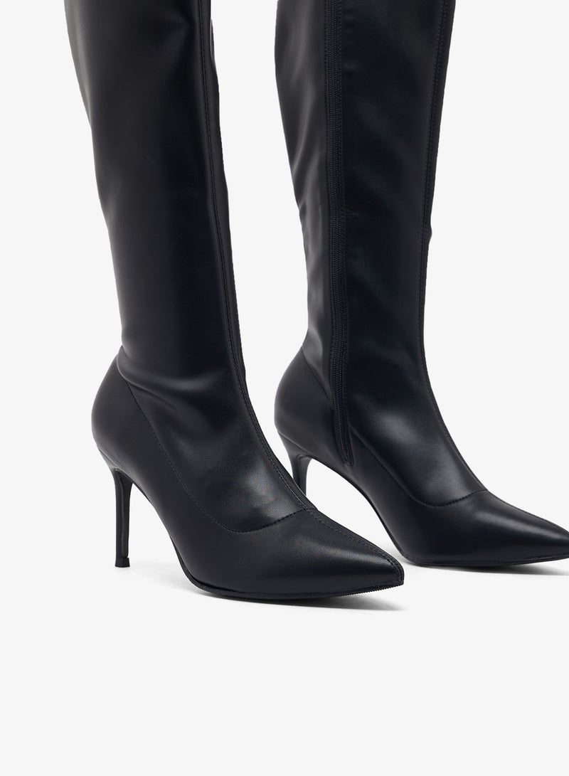ELLA Pointed Toe Stiletto Heel Knee Boots - Image 4