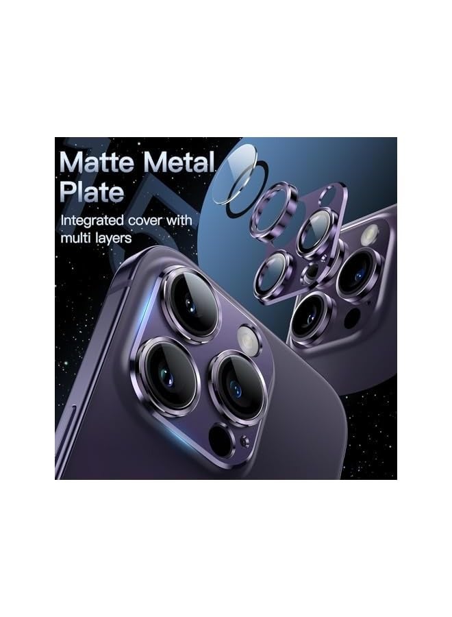 جي تيك واقي عدسة الكاميرا لهاتف iPhone 14 Pro مقاس 6.1 بوصة وiPhone 14 Pro Max مقاس 6.7 بوصة، غطاء حلقي من الزجاج المقوى 9H بتغطية كاملة، لوحة معدنية غير لامعة، مناسب للحافظات، عبوة من قطعة واحدة (أرجواني غامق) - Image 3