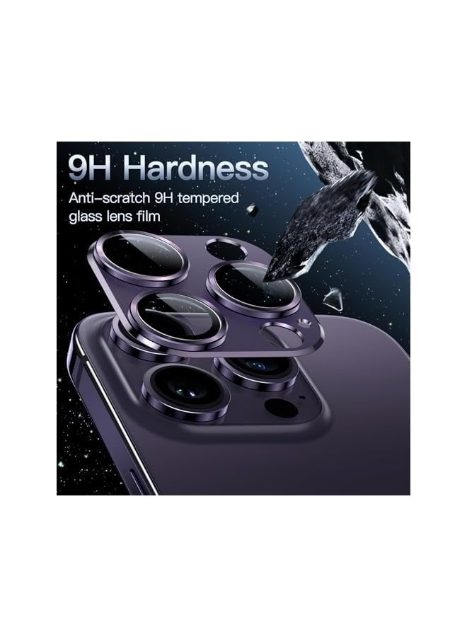 جي تيك واقي عدسة الكاميرا لهاتف iPhone 14 Pro مقاس 6.1 بوصة وiPhone 14 Pro Max مقاس 6.7 بوصة، غطاء حلقي من الزجاج المقوى 9H بتغطية كاملة، لوحة معدنية غير لامعة، مناسب للحافظات، عبوة من قطعة واحدة (أرجواني غامق) - Image 4