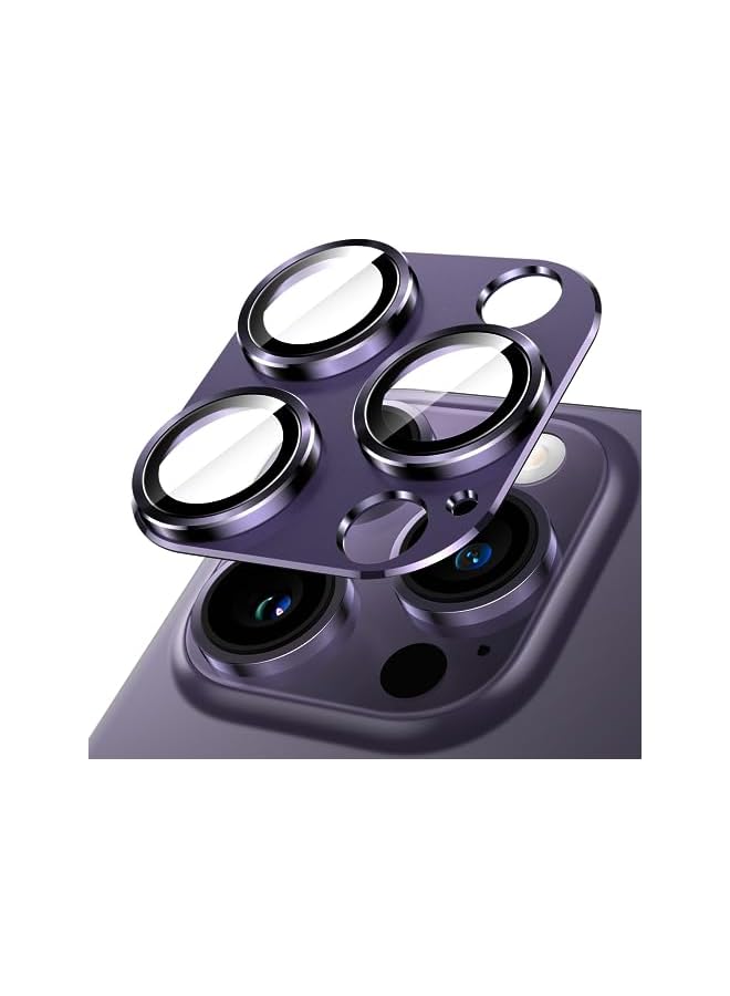جي تيك واقي عدسة الكاميرا لهاتف iPhone 14 Pro مقاس 6.1 بوصة وiPhone 14 Pro Max مقاس 6.7 بوصة، غطاء حلقي من الزجاج المقوى 9H بتغطية كاملة، لوحة معدنية غير لامعة، مناسب للحافظات، عبوة من قطعة واحدة (أرجواني غامق) - Image 1