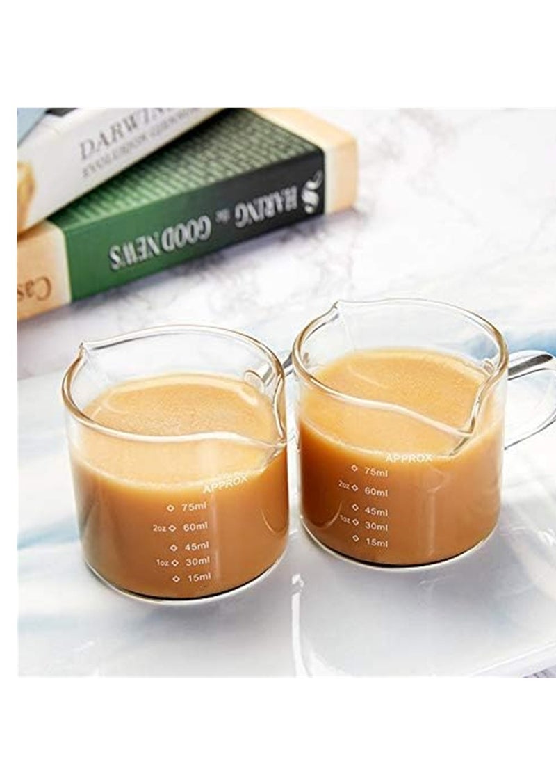 SYOSI Double Spouts Measuring Cup 2 Pack 75ML Glass Measuring Cup with Insulate High Borosilicate Glass Measuring Cup Two Scales OZ ML for Kitchen Restaurant Home Easy to Read  - Image 5