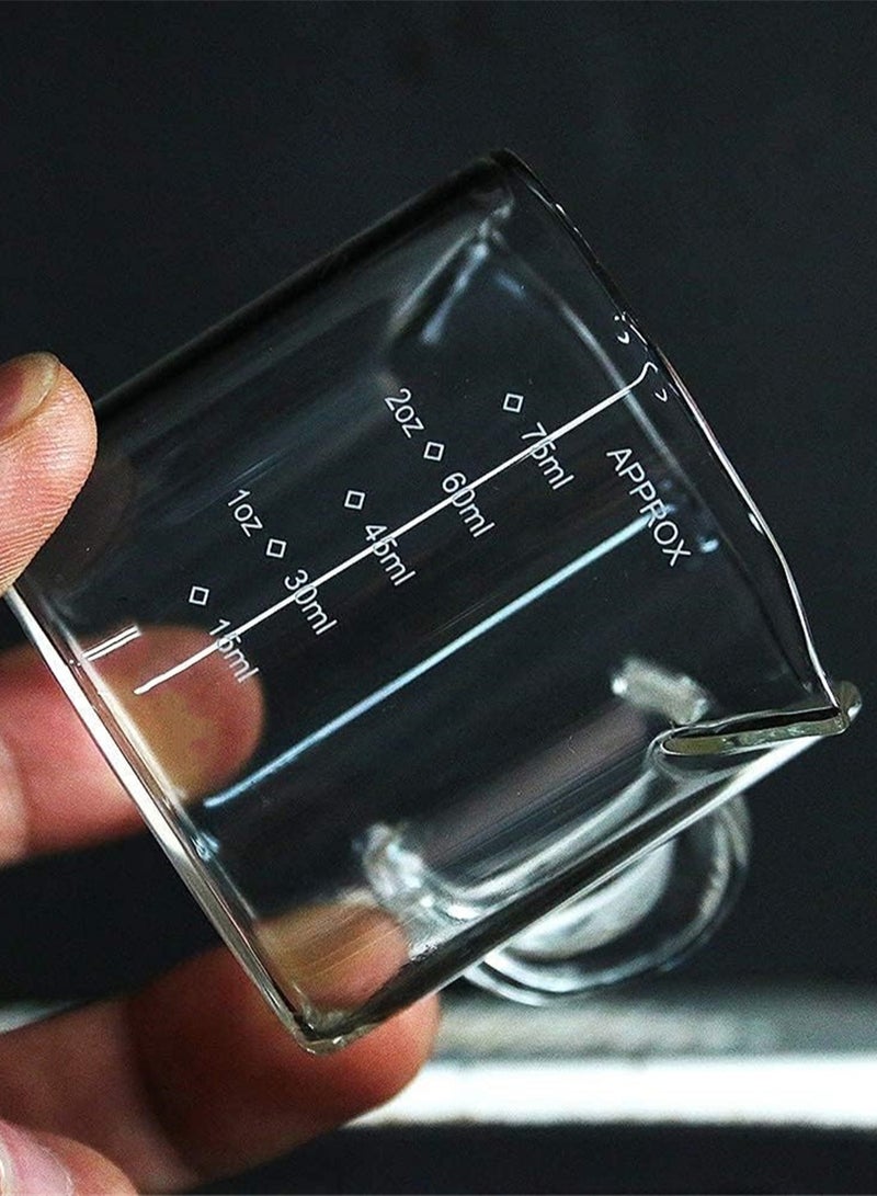 SYOSI Double Spouts Measuring Cup 2 Pack 75ML Glass Measuring Cup with Insulate High Borosilicate Glass Measuring Cup Two Scales OZ ML for Kitchen Restaurant Home Easy to Read  - Image 4