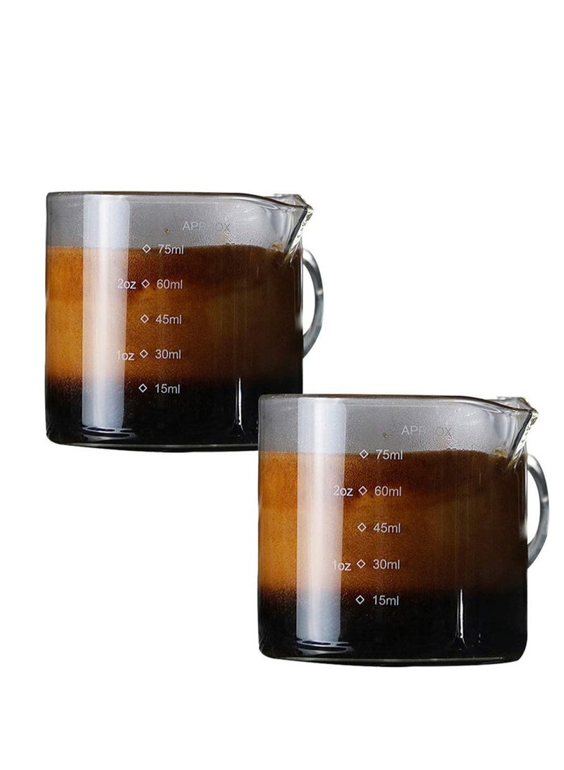 SYOSI Double Spouts Measuring Cup 2 Pack 75ML Glass Measuring Cup with Insulate High Borosilicate Glass Measuring Cup Two Scales OZ ML for Kitchen Restaurant Home Easy to Read  - Image 1