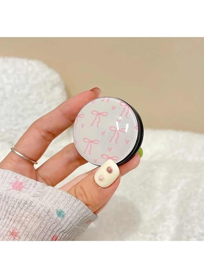 Purple Bow Tie Pattern 3D Round Phone Stand Silicone Push Pull Telescopic Folding Holder - Image 2