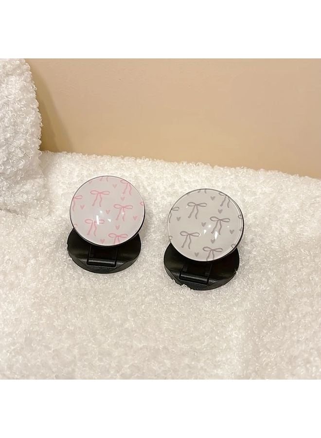 Purple Bow Tie Pattern 3D Round Phone Stand Silicone Push Pull Telescopic Folding Holder - Image 4