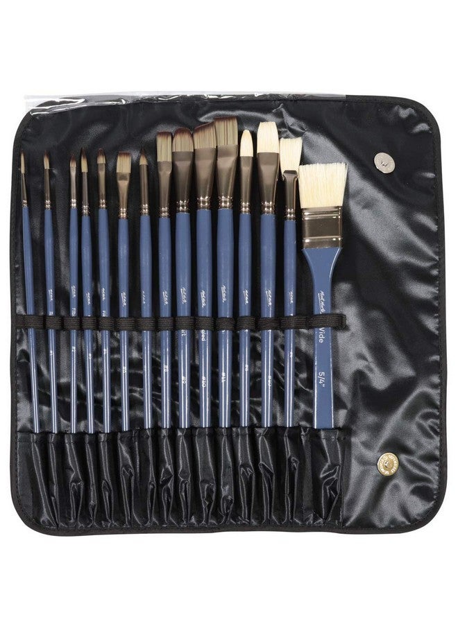 Mont Marte Premium Paint Brush Set 15 Piece, Includes 15 Different Brushes In A Roll Case With Magnetic Closure, Suitable For Watercolour, Acrylic And Oil Painting  - Image 2