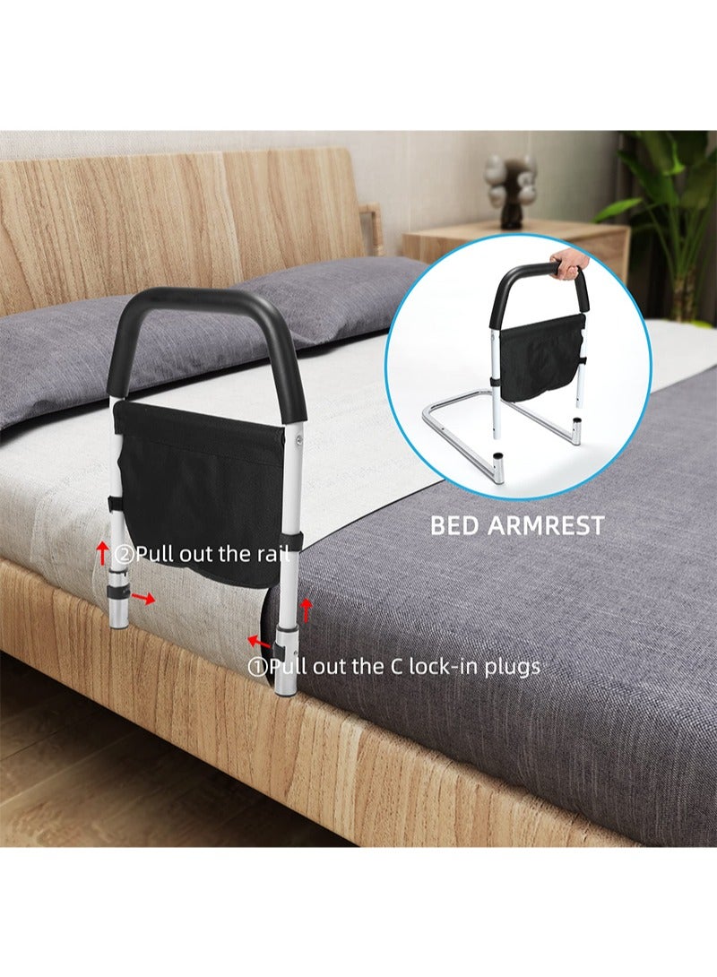 Aikanbo Bed Rails for Elderly Adults Safety Assist Rail for Seniors Bedside Fall Prevent Grab Bar with Storage Pocket Fits King Queen Full Twin Bed - Image 2