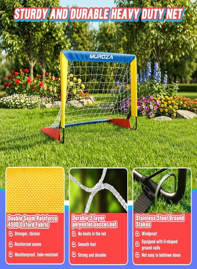 MUROZA Kids Soccer Goal, Soccer Goals for Backyard Set, 2 Pack 2x1.5ft Portable Pop Up Soccer Nets with Ball and Cones, Soccer Training Set for Toddlers, Indoor & Outdoor Games - Image 4