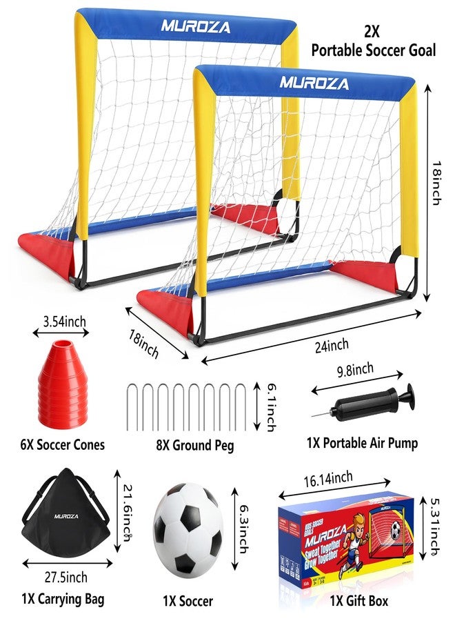 MUROZA Kids Soccer Goal, Soccer Goals for Backyard Set, 2 Pack 2x1.5ft Portable Pop Up Soccer Nets with Ball and Cones, Soccer Training Set for Toddlers, Indoor & Outdoor Games - Image 2