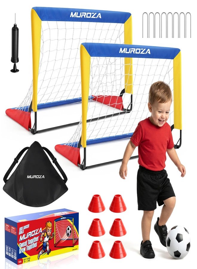 MUROZA Kids Soccer Goal, Soccer Goals for Backyard Set, 2 Pack 2x1.5ft Portable Pop Up Soccer Nets with Ball and Cones, Soccer Training Set for Toddlers, Indoor & Outdoor Games - Image 1