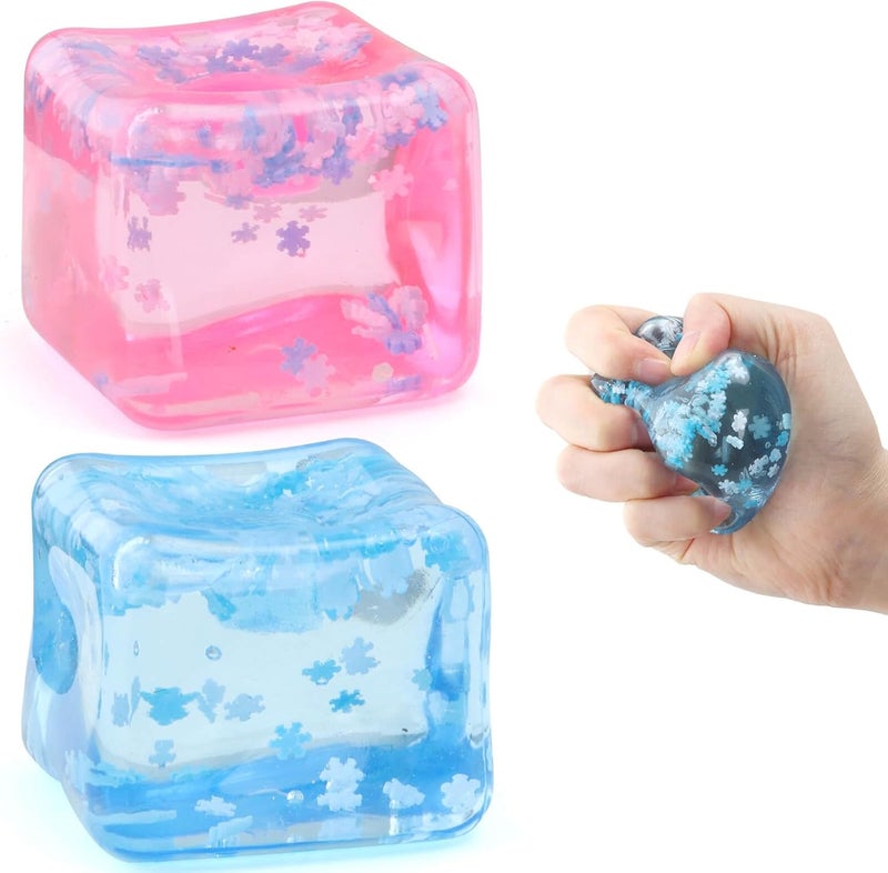 Chridark Ice Cube Fidget Toy for All Ages: 2 Pack Sensory Squishy Fidget Toys, Square Stress Balls, Classroom Prizes, Anxiety Relief Stress Cube Gift for Kids Teens  Adults - Image 1