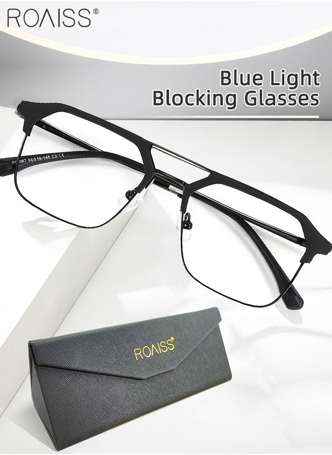 roaiss Blue Light Blocking Glasses Blue Light Filter Computer Reading Gaming TV Phones Browline Frame Eyeglasses Fashion Anti Eyestrain Headache Eyewear for Women Men Black  - Image 1