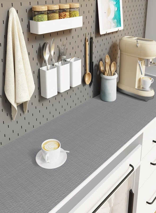 StaHom Shelf Liners for Kitchen Cabinets, Waterproof and Oil-Proof Kitchen Cupboard Liner, Refrigerator Liners and Plastic Drawer Mats PVC Non Adhesive Shelves, Fridge - Gray 11.8 x 118 Inches - Image 3