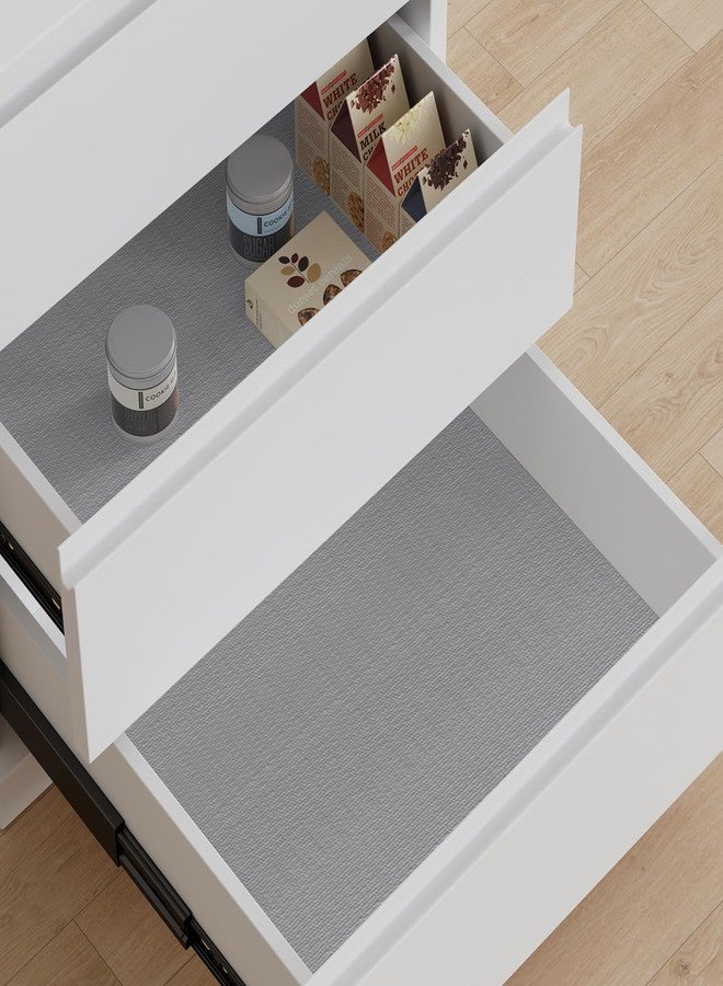 StaHom Shelf Liners for Kitchen Cabinets, Waterproof and Oil-Proof Kitchen Cupboard Liner, Refrigerator Liners and Plastic Drawer Mats PVC Non Adhesive Shelves, Fridge - Gray 11.8 x 118 Inches - Image 2