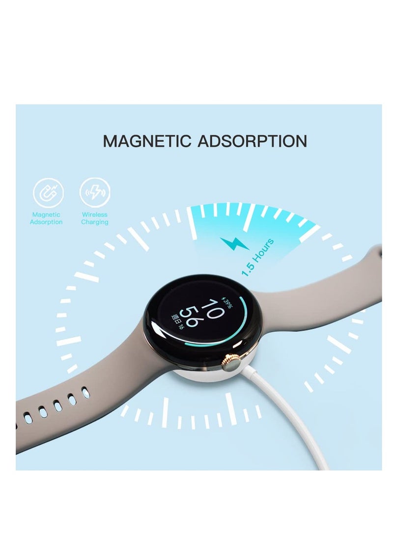 SOLARAE Watch Charger Compatible for Google Pixel Watch, Durable Portable Watch Charger, Magnetic Fast Charging Cable, Magnetic Wireless Charging (White) - Image 5