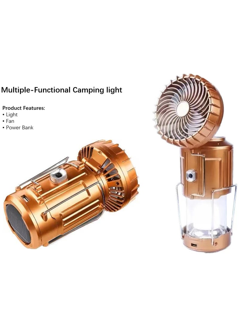 Multi-Functional Solar Camping Light with Fan and Bluetooth Speaker, Phone Power Bank, Handheld Emergency Lantern, Rechargeable and Battery Operated, Perfect for Outdoor Travel - Image 1