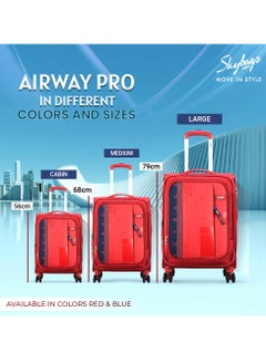 Airway Pro Expandable Soft Body Luggage Set with Smooth Dual Wheels Trolley Bags, Polyester Material, TSA Lock, Cabin| Medium| Large- Red - pzsku/ZC9F62BA13570747C0230Z/45/_/1739357070/c628972b-1ba2-4537-ad00-fc3c297d632f