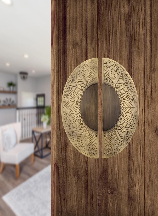 WODIX Mandala Main Door Handle Round Shape 8 inch Antique Finish, 2 pcs (Brass Antique) - Image 5