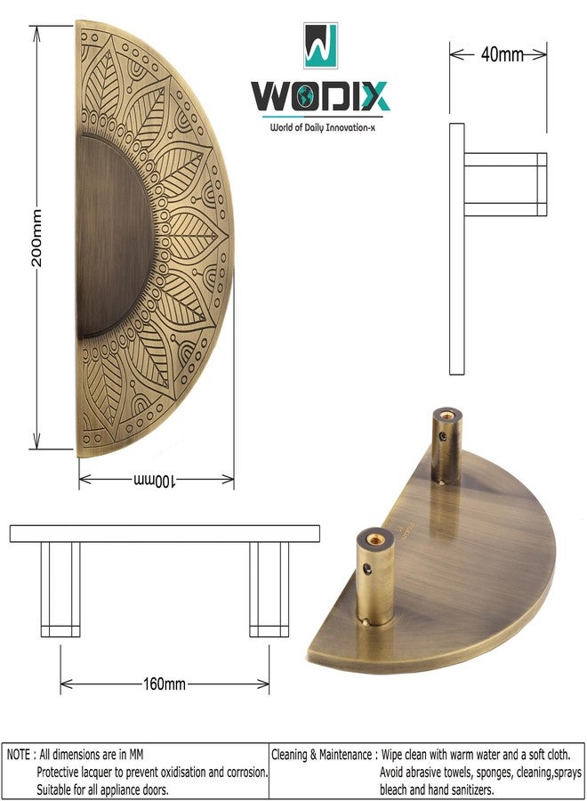 WODIX Mandala Main Door Handle Round Shape 8 inch Antique Finish, 2 pcs (Brass Antique) - Image 4