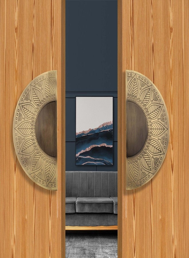 WODIX Mandala Main Door Handle Round Shape 8 inch Antique Finish, 2 pcs (Brass Antique) - Image 2