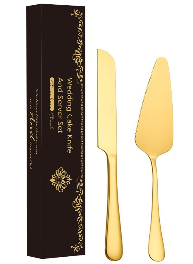 Cake Serving Set Wedding Cake Knife and Server Set Cake Cutting Utensils Stainless Steel Cake Cutter Serrated Cake Knife Professional Dessert Server for Cake Cheese Pie Pizza  - Image 1