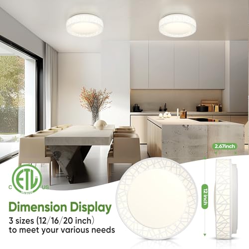 Lightania 12 Inch Flush Mount Ceiling Light, Modern White LED Ceiling Light Fixture, 20W 1400LM 2700-6500K Adjustable, Dimmable Ceiling Lights for Bedroom, Kitchen, Hallway, Bathroom, ETL - Image 5