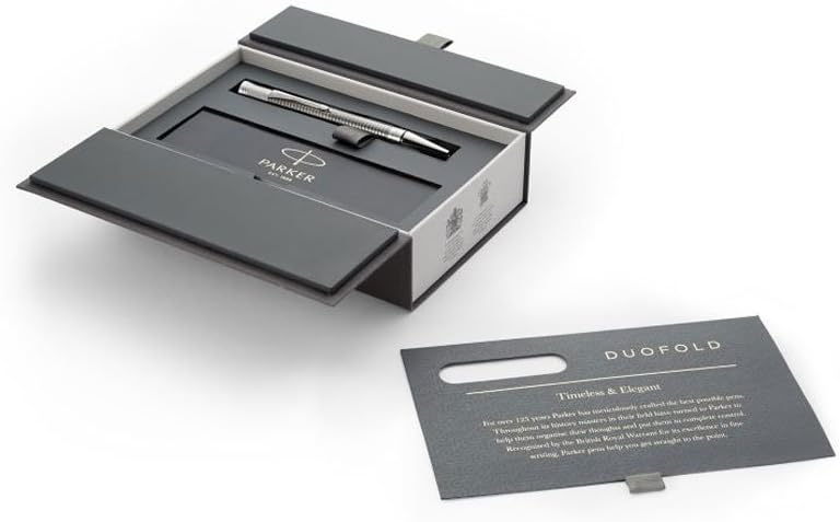 Parker Duofold Prestige Ruthenium Chiselled Ballpoint Pen, Medium Tip, Black Ink - Image 4