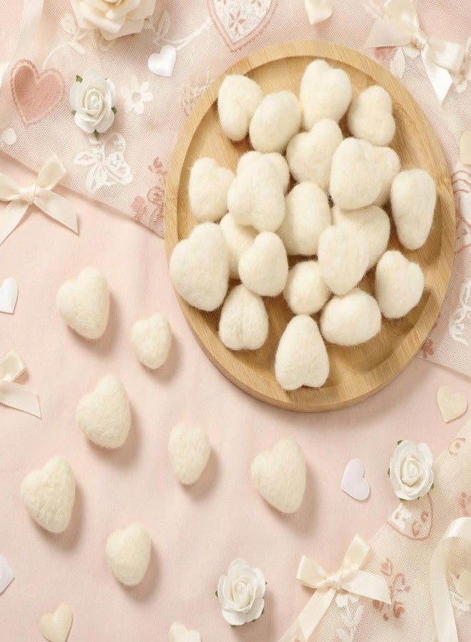 Geosar 24 Pieces Valentines Day Vase Filler Felt Heart Balls for Crafts Heart Vase Filler Decorative Pom Pom Balls Ornaments for Valentine Decor Centerpieces (1.2inch,1.6inch,White) - Image 5