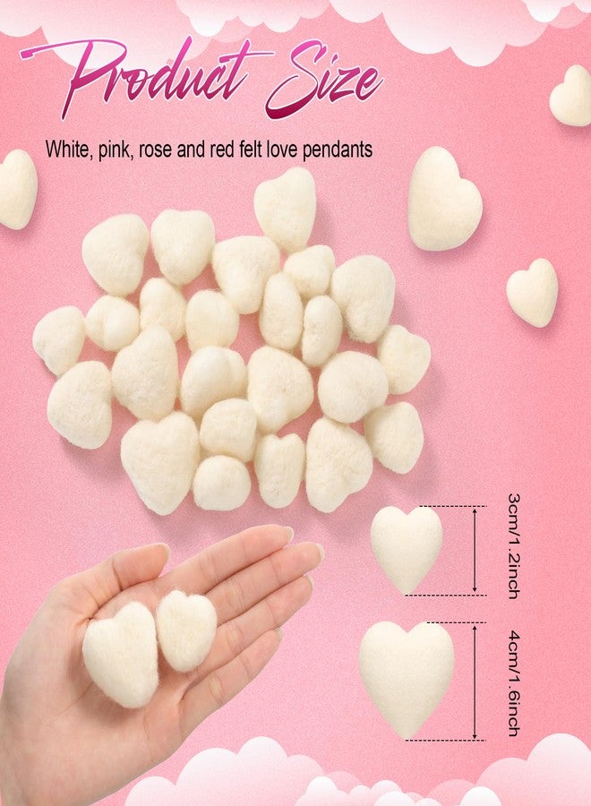 Geosar 24 Pieces Valentines Day Vase Filler Felt Heart Balls for Crafts Heart Vase Filler Decorative Pom Pom Balls Ornaments for Valentine Decor Centerpieces (1.2inch,1.6inch,White) - Image 2