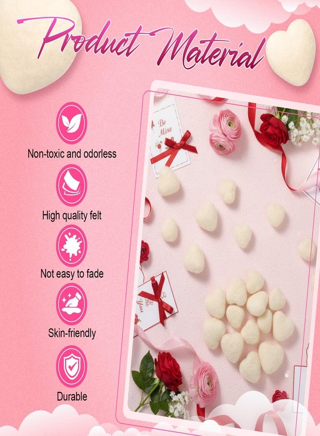 Geosar 24 Pieces Valentines Day Vase Filler Felt Heart Balls for Crafts Heart Vase Filler Decorative Pom Pom Balls Ornaments for Valentine Decor Centerpieces (1.2inch,1.6inch,White) - Image 3