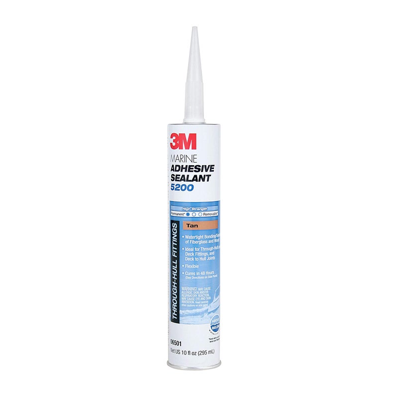 3M Marine Adhesive Sealant 5200 (06501) Permanent Bonding and Sealing for Boats and RVs Above and Below the Waterline Waterproof Repair, Tan, 10 fl oz Cartridge - Image 3