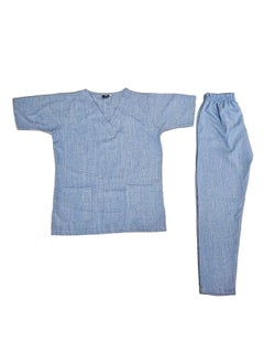 Rannah's Uniform Melange Scrub Suit Uniform Unisex Blue V-Neck Nurse Suit Set  - Image 2