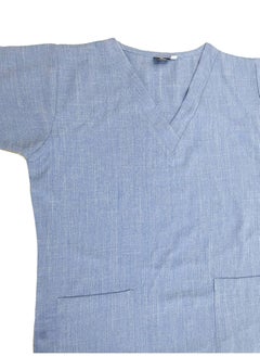 Rannah's Uniform Melange Scrub Suit Uniform Unisex Blue V-Neck Nurse Suit Set  - Image 3